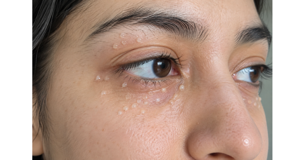 White bumps around the eyes on facial skin